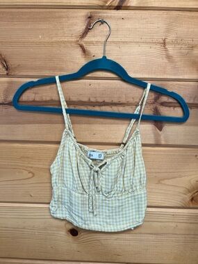 Hollister Yellow Gingham Tie-Front Crop Cami